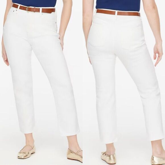 J.CREW Curvy Jeans Women 32 Essential Straight White All Day Stretch BX450 - Picture 1 of 16